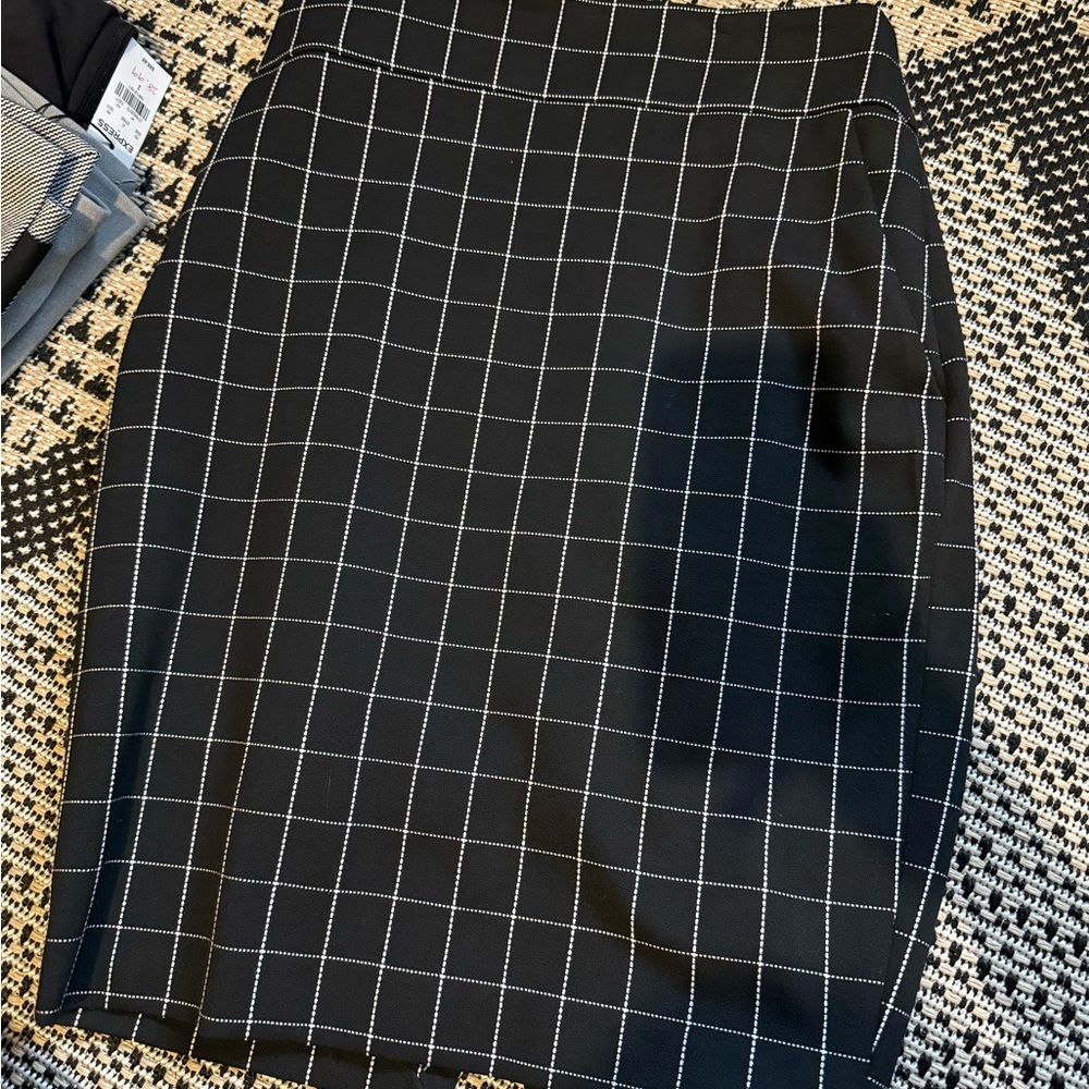 Express Black and White Checkered Mini Skirt